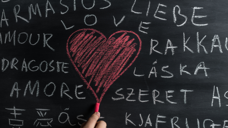 Photo with the word "love" written in different languages