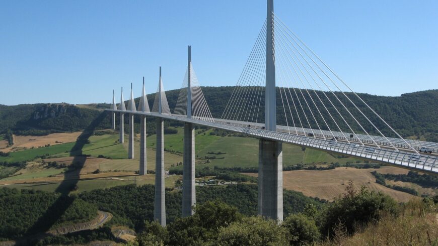 Imposing Millau Viaduct, among the tallest bridges in the world