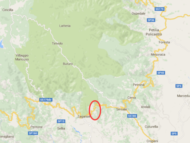 Mappa itinerario Cascata delle Rupe, Calabria