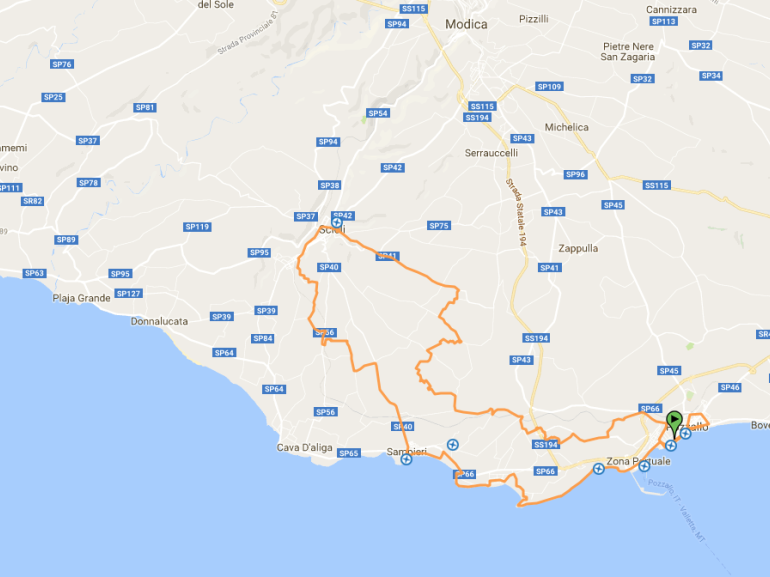 Mappa itinerario ad anella Pozzuolo Scicli
