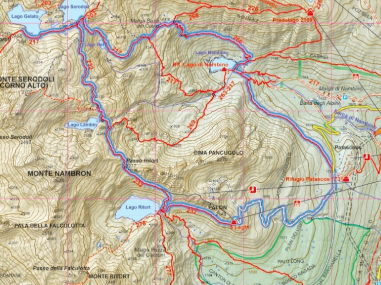 Mappa dell'itinerario dei 5 laghi