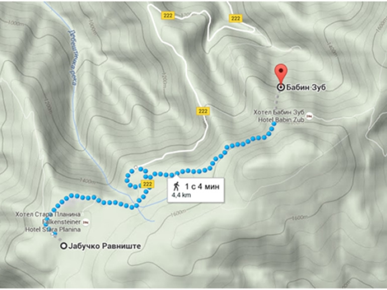 Mappa del Trekking tour a Babin Zub