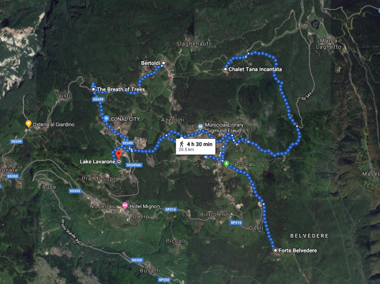 Mappa dell'itinerario in MTB o e-bike a Lavarone